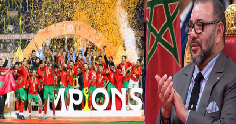 جلالة الملك يهنئ أعضاء المنتخب الوطني للاعبين المحليين لكرة القدم بمناسبة فوزه بكأس أمم إفریقیا (الشان 2024)